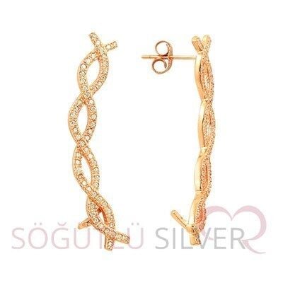 Rose zirkon taşlı kıkırdak küpe kupe8419