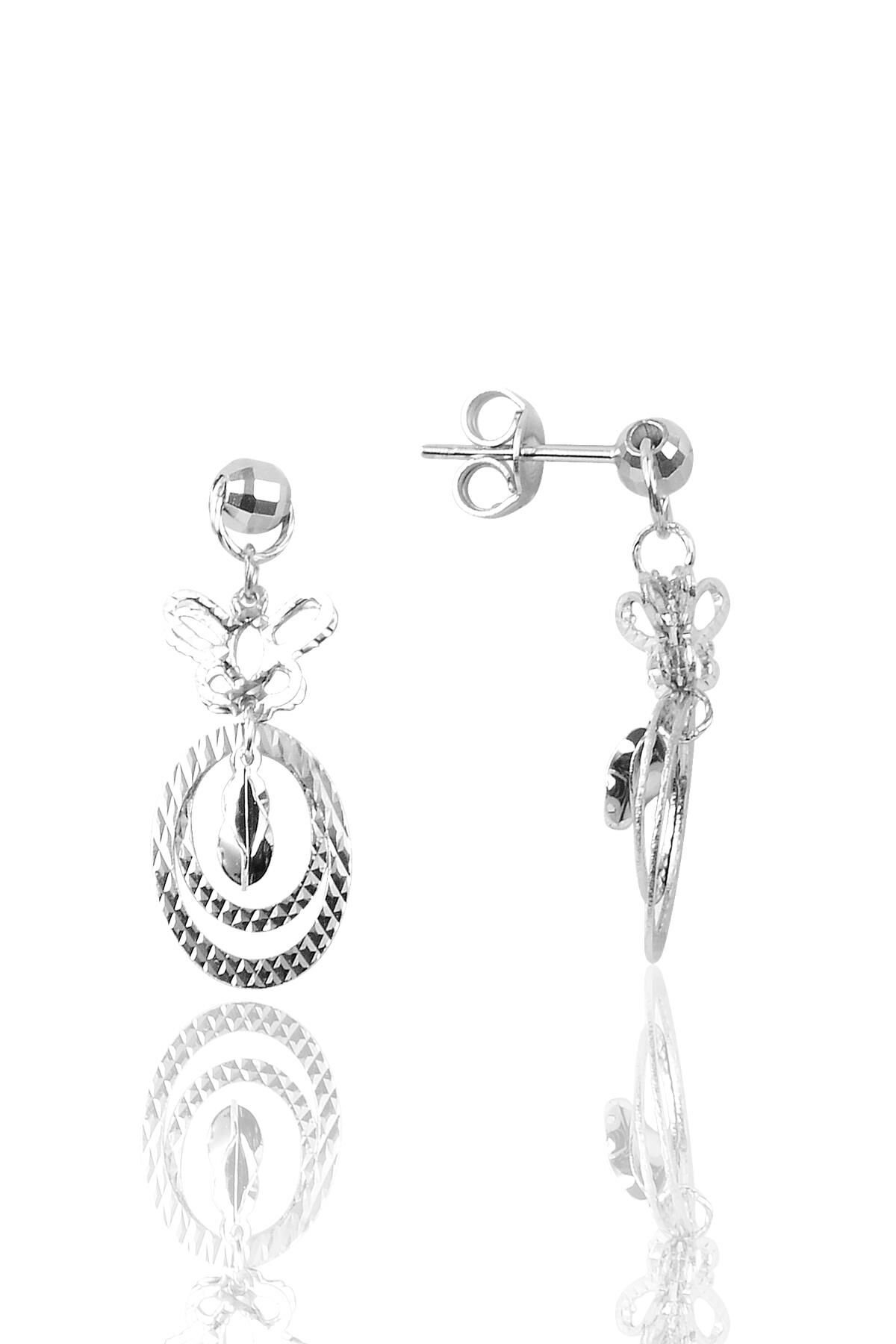 Gümüş kelebek ve halka modeli sallamalı küpe SGTL9170