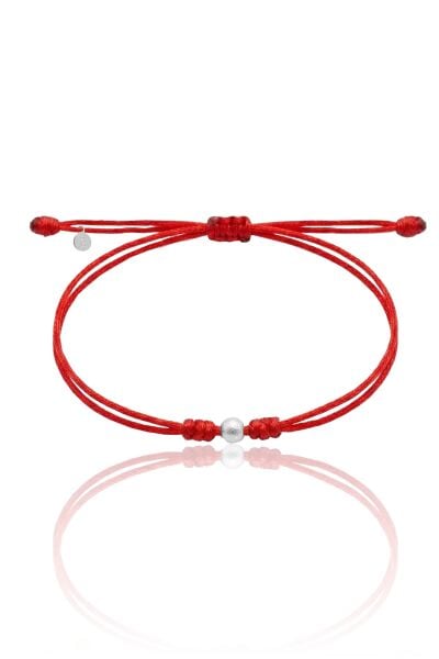 925 Ayar Gümüş Bileklik Rodyumlu Sim Toplu Kırmızı İpli Marteniçka Şans Bilekliği SGTL13291RODAJ