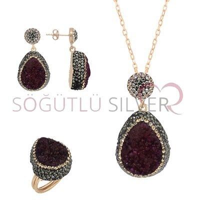 Gümüş taşlı üçlü set set8203(Kopya)