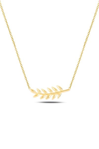 Gümüş altın yaldızlı yaprak kolye  SGTL10295GOLD