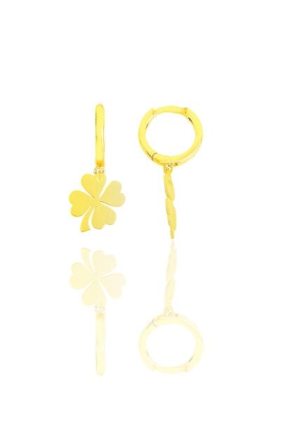 Gümüş altın yaldızlı  yonca küpe SGTL11541GOLD