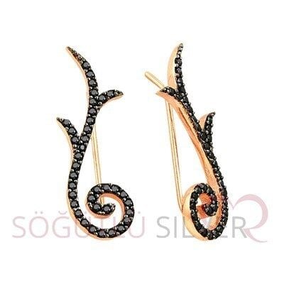 Rose siyah taşlı tasarım küpe kupe8412