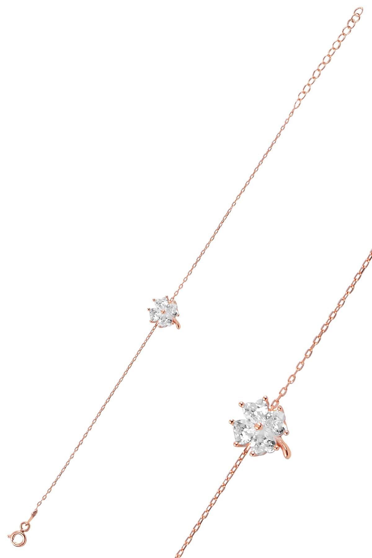 Gümüş zirkon taşlı yonca modeli bileklik SGTL10090BEYAZ SGTL10090BEYAZ