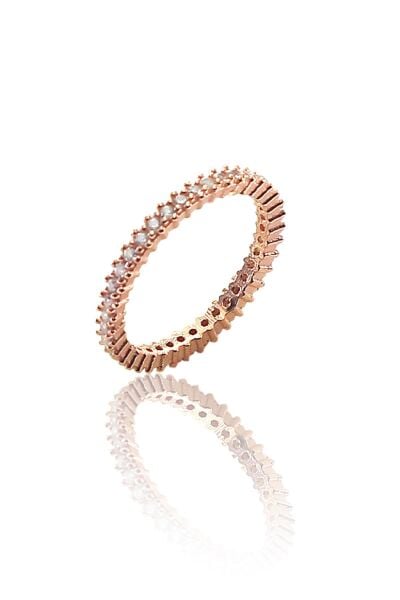 Gümüş tek sıra rose zirkon taşlı tamtur yüzük SGTL8767