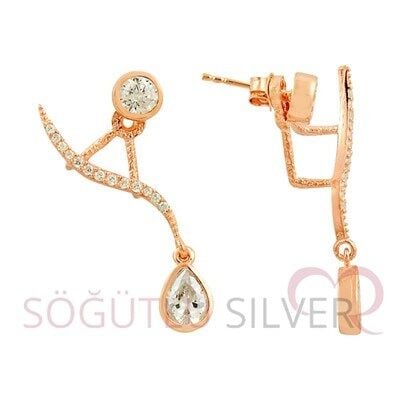 Rose damlalı özel tasarım sihirli küpe kupe8409