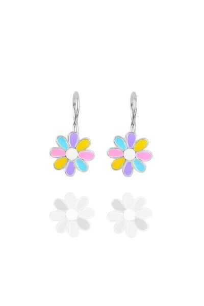 Gümüş renkli mineli çengelli papatya küpe SGTL10415RODAJRENKLI