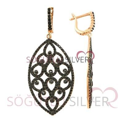 Rose siyah taşlı özel tasarım üçlü set set8272