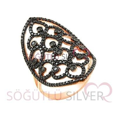 Rose siyah taşlı özel tasarım üçlü set set8272