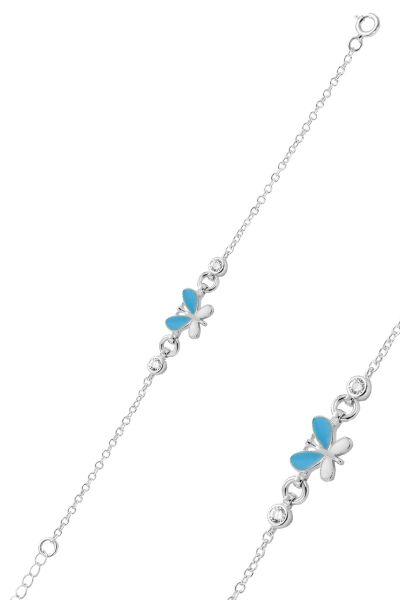 925 Ayar Gümüş Bileklik Mavi Mineli Kelebek Figürlü Çocuk Bileklik SGTL13295RODAJ