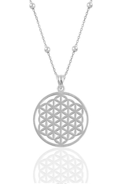 Gümüş altın yaldızlı  top top zincirli yaşam çiçeği kolye SGTL10755