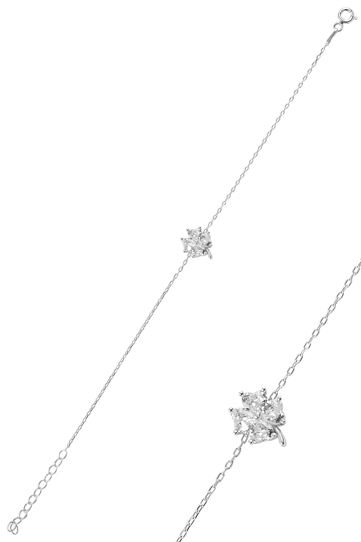 Gümüş zirkon taşlı yonca modeli bileklik SGTL10091BEYAZ SGTL10091BEYAZ