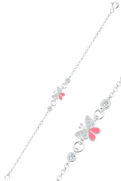 925 Ayar Gümüş Pembe Mineli Kelebek Figürlü Çocuk Bileklik SGTL13297RODAJ