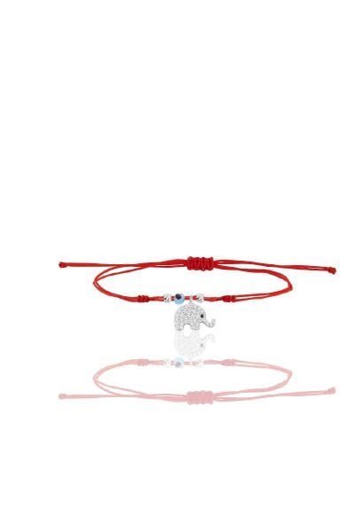 Gümüş rodyumlu zirkon taşlı nazarlı fil ipli şans bileklik SGTL12449RODAJ