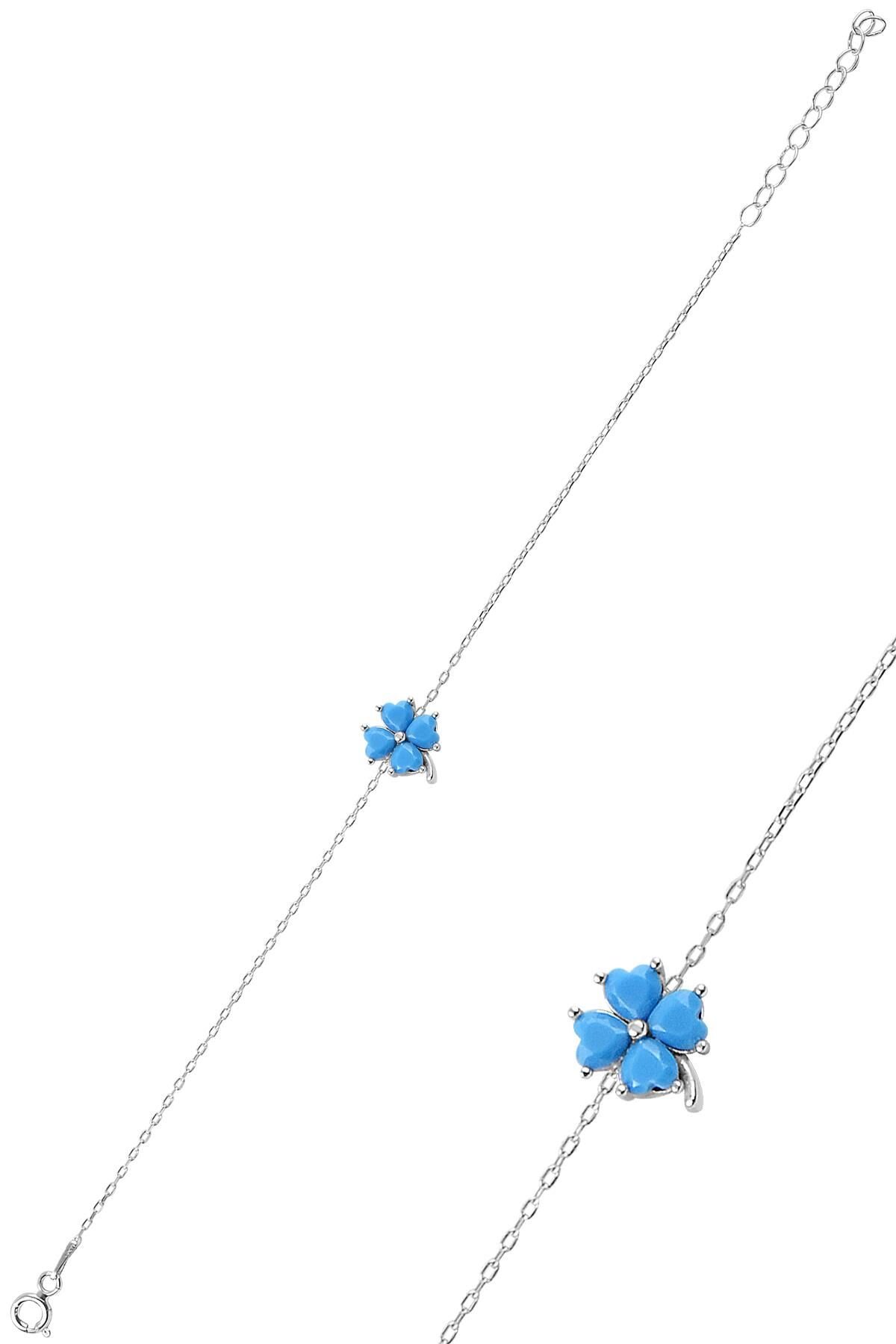 Gümüş turkuaz taş yonca modeli bileklik SGTL10091TURKUAZ SGTL10091TURKUAZ