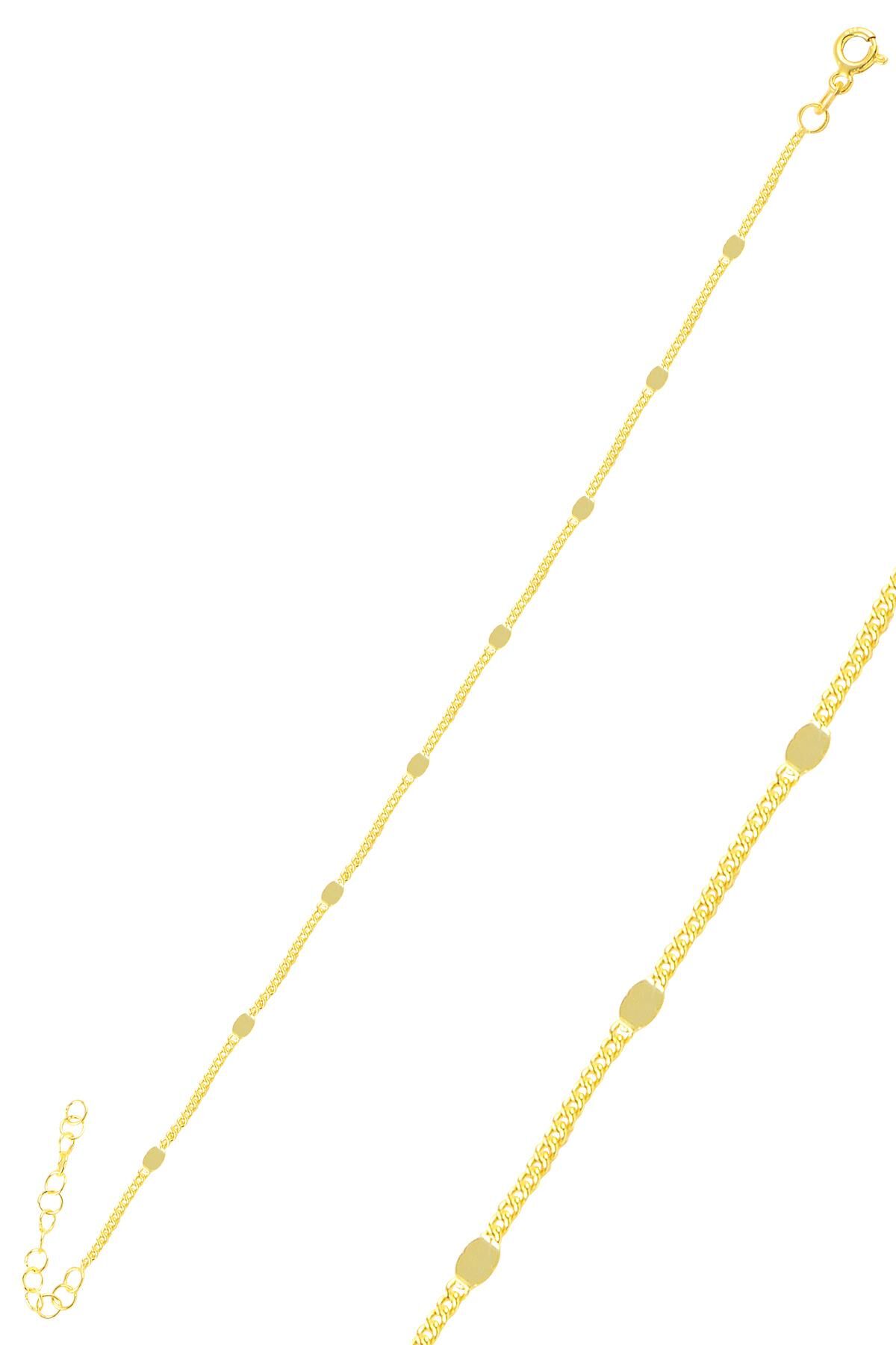 Gümüş altın yaldızlı pullu gurmet  zincir bileklik SGTL10661GOLD