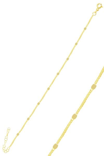 Gümüş altın yaldızlı pullu gurmet  zincir bileklik SGTL10661GOLD