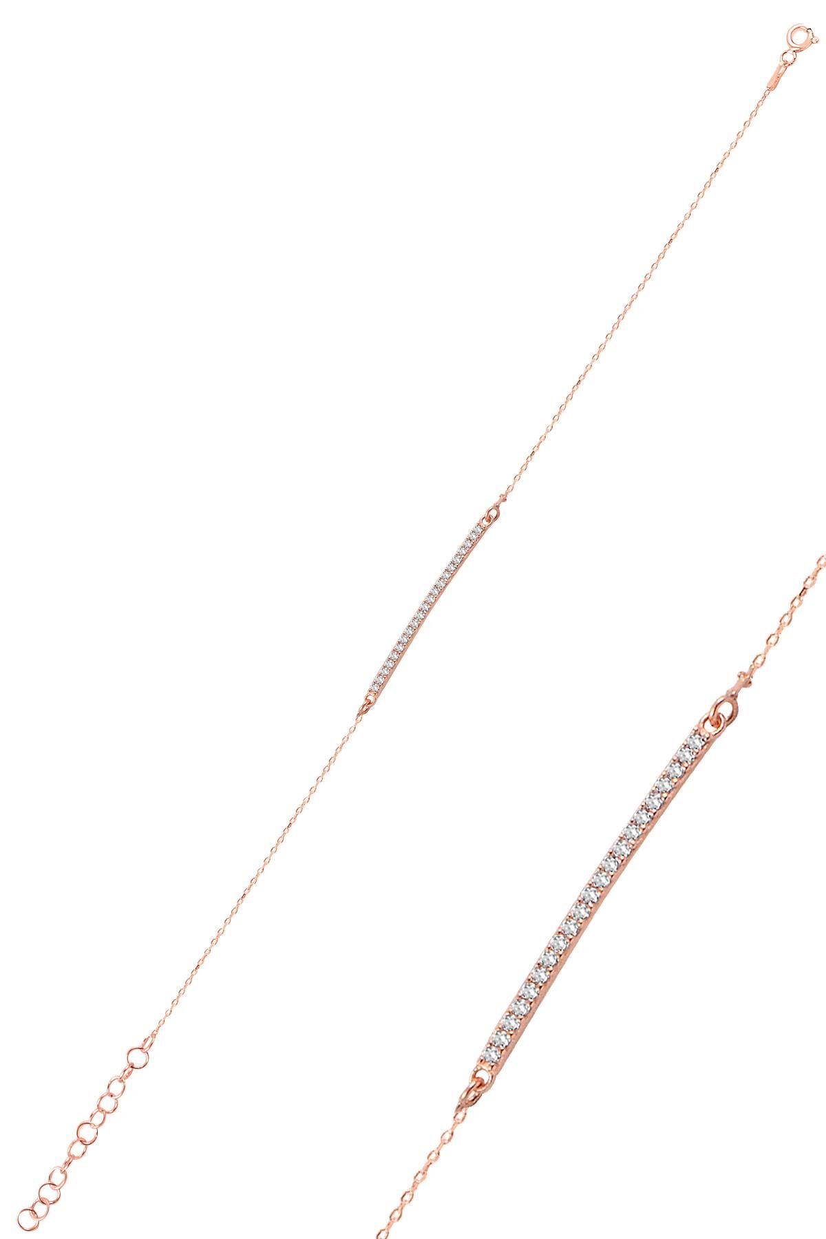 Çubuk Model Zirkon Taşlı Rose Kaplama Gümüş Bileklik SGTL10092ROSE SGTL10092ROSE