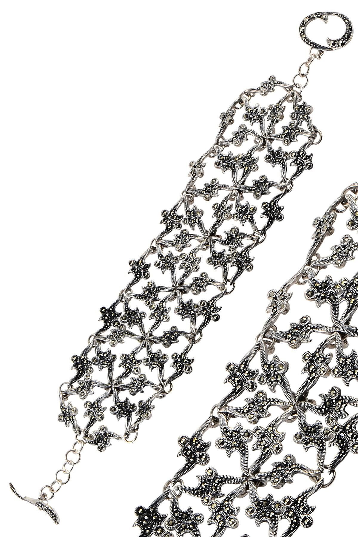 Gümüş özel tasarım markazit taşlı fantezi bileklik SGTL10662