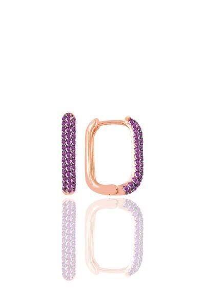 Gümüş rose ametis taşlı trend küpe SGTL10892MOR