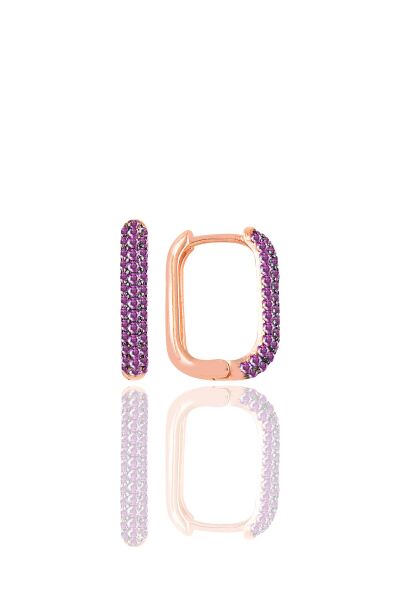 Gümüş rose ametis taşlı trend küpe SGTL10892MOR