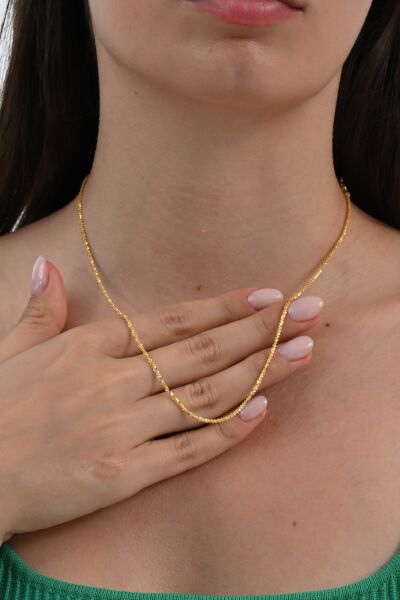 925 Ayar gümüş altın yaldızlı stella rocco lazer kesim italyan halat zincir SGTL13103GOLD