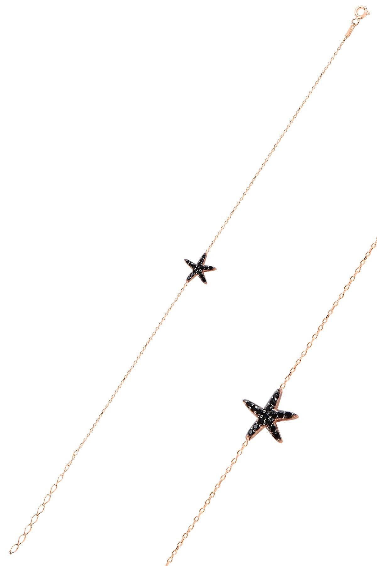 Gümüş siyah taşlı deniz yıldızı modeli bileklik SGTL10095SYH SGTL10095SYH