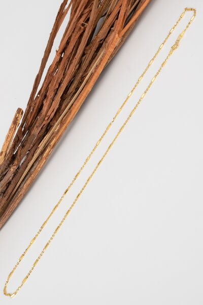 925 Ayar gümüş altın yaldızlı silindir çubuklu zincir kolye SGTL13104GOLD