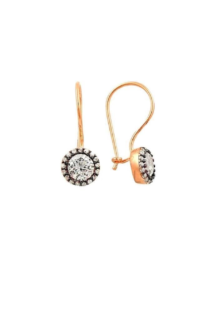 Gümüş Elmas montürlü çengelli küpe  SGTL10069BYZ