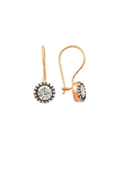 Gümüş Elmas montürlü çengelli küpe  SGTL10069BYZ