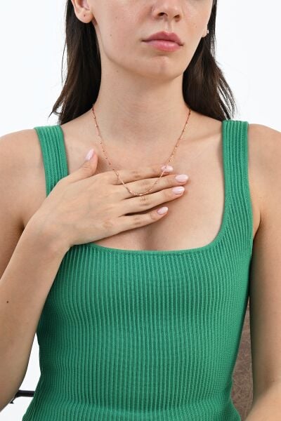 925 Ayar gümüş rose silindir çubuklu zincir kolye SGTL13104ROSE