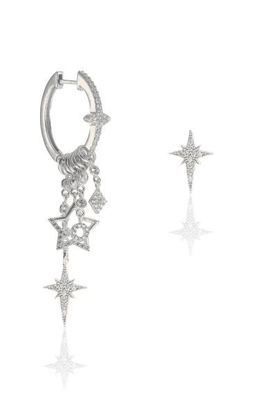 Gümüş kutup yıldızı modeli şans küpe SGTL9485R
