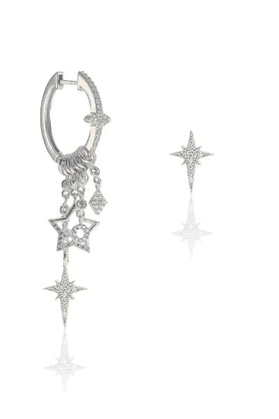 Gümüş kutup yıldızı modeli şans küpe SGTL9485R