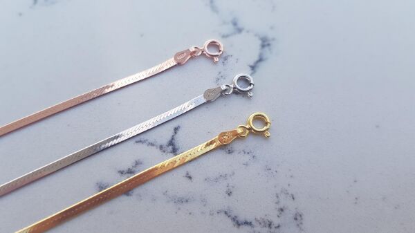 Gümüş italyan yassı zincir kolye altın  SGTL11757 Altın - 40 cm