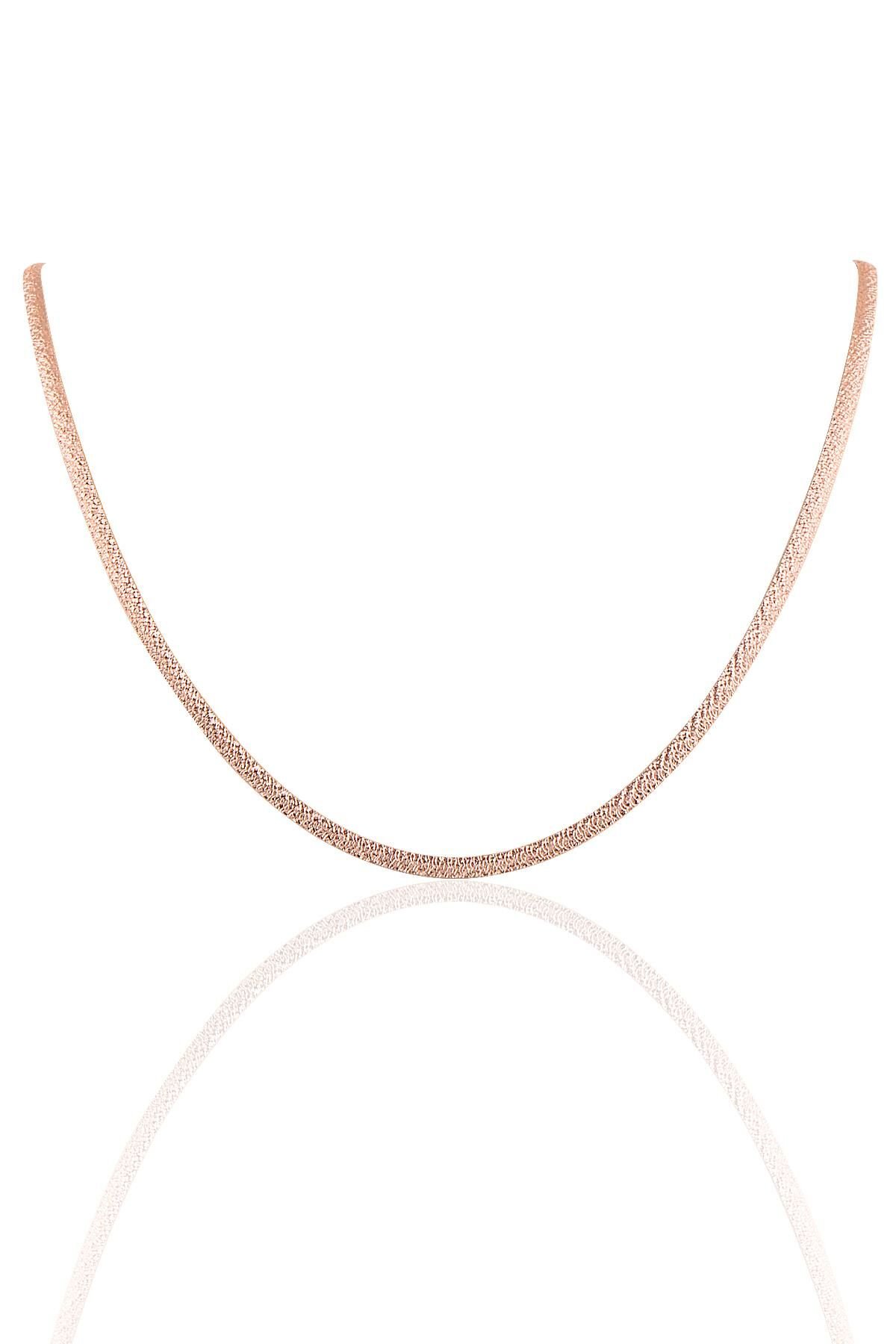 Gümüş rose desenli italyan yassı modeli kolye SGTL10099ROSE SGTL10099ROSE