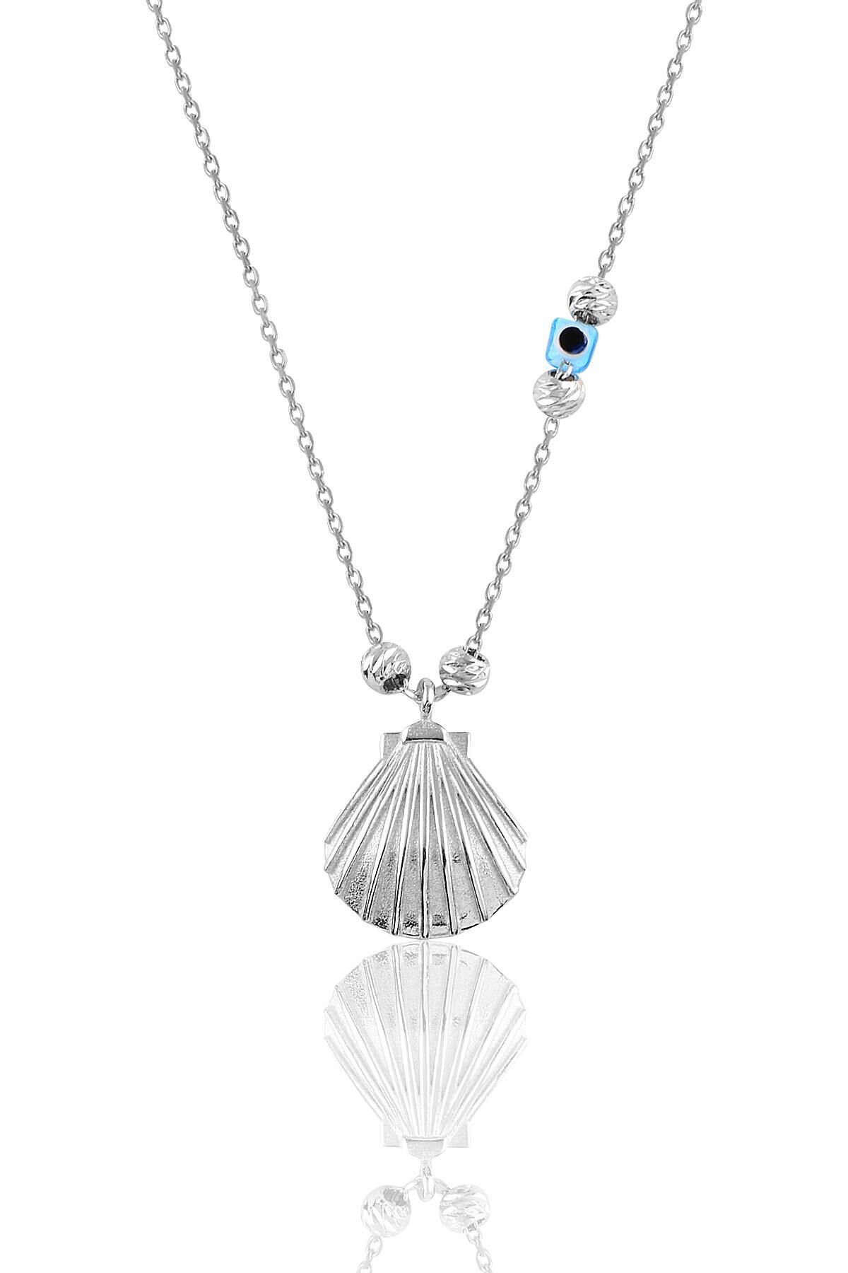 Gümüş rodyumlu doricalı  gümüş midye kolye SGTL8465RODAJ