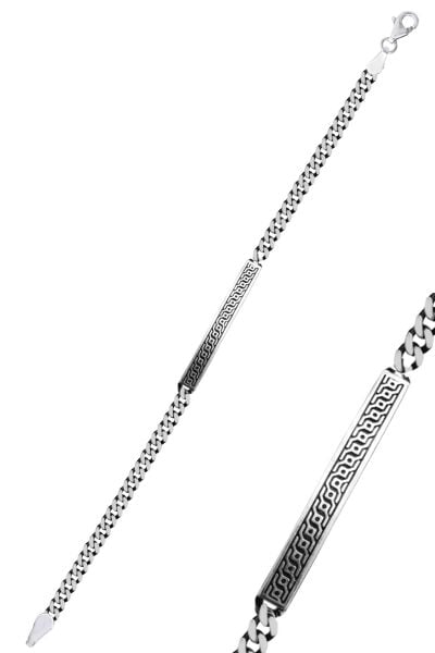 925 Ayar gümüş oksitli desenli erkek bileklik künye SGTL13112RODAJ