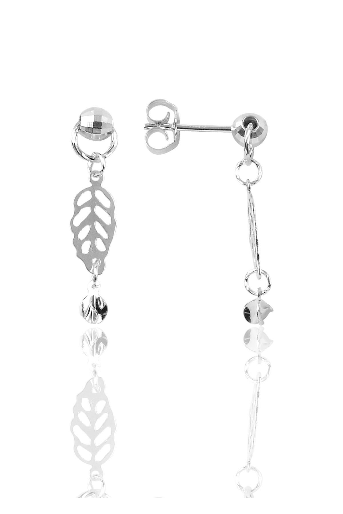 Gümüş yaprak modeli sallamalı küpe SGTL9166