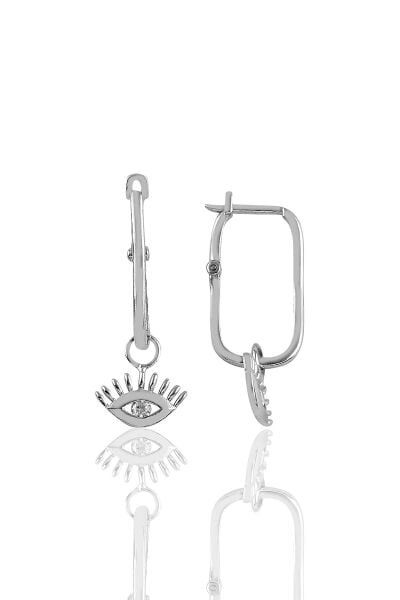 Gümüş rodyumlu göz gümüş göçmen küpe SGTL10673RODAJ