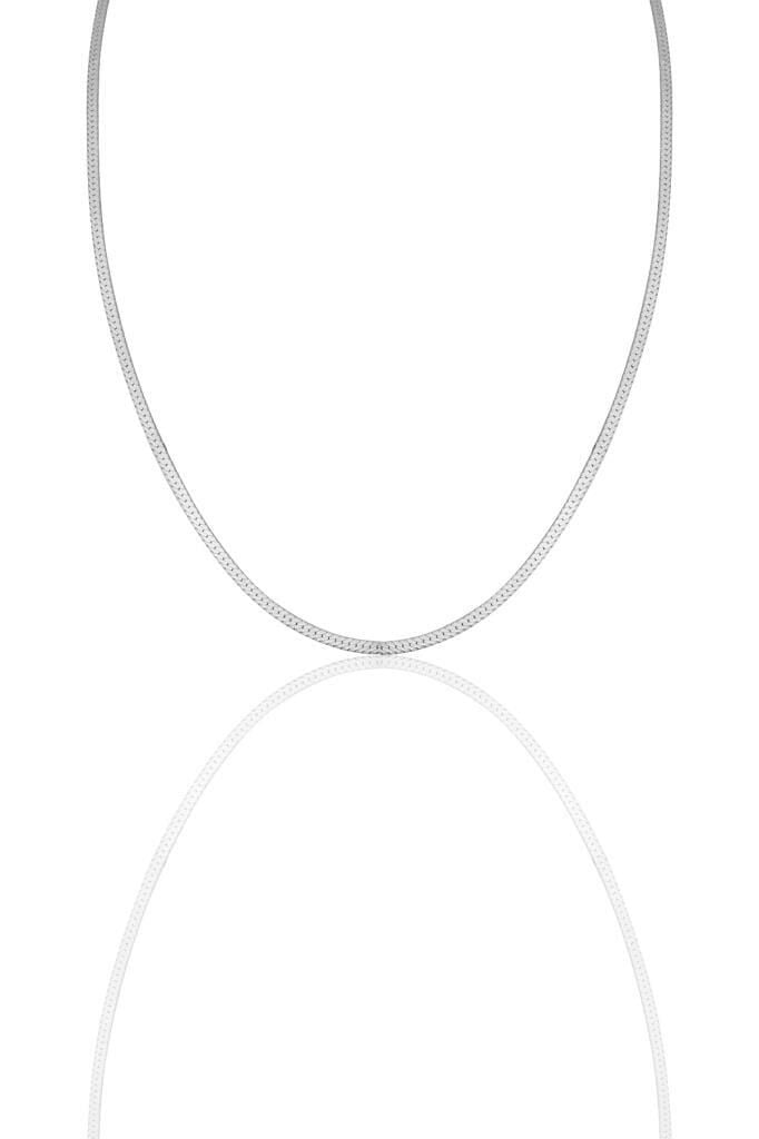 Gümüş italyan yassı zincir kolye altın  SGTL11757 Gümüş - 45 cm