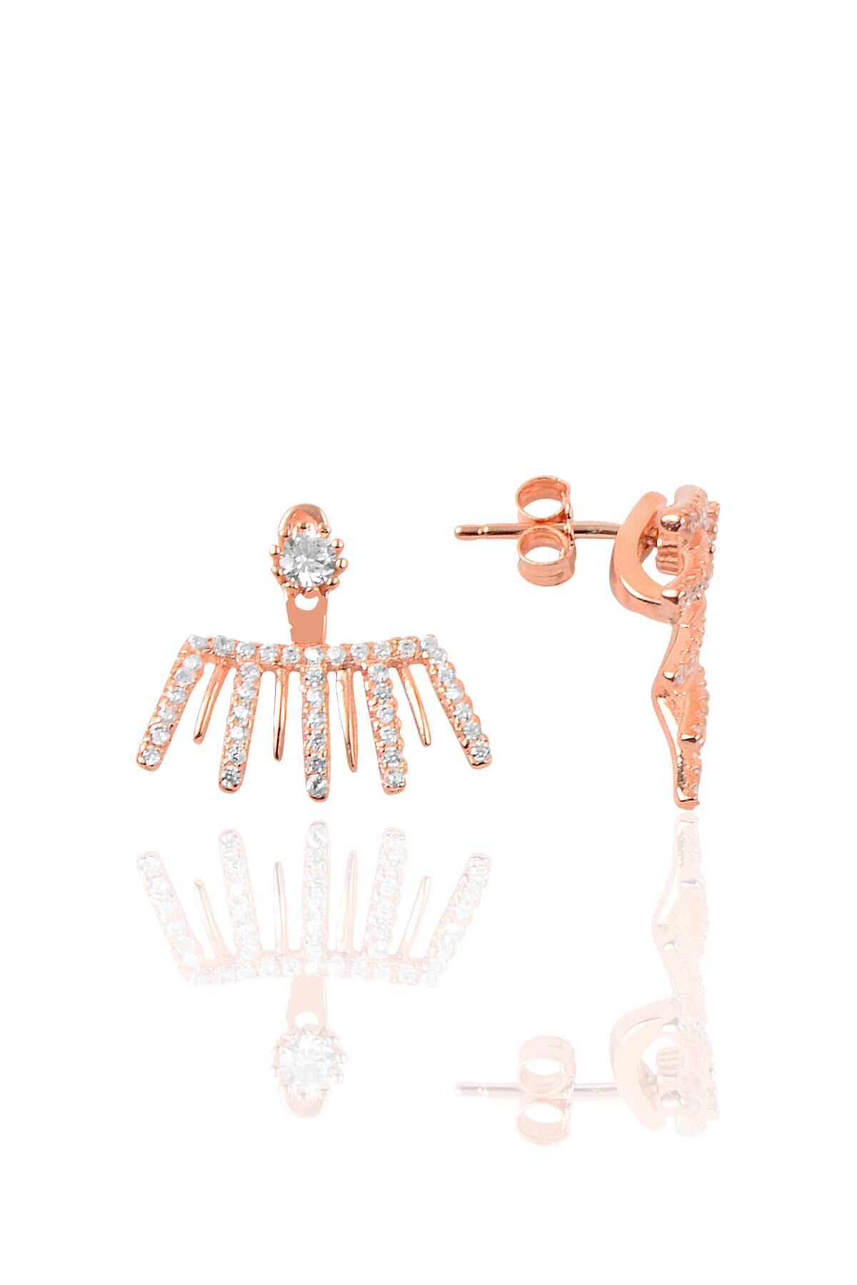 Gümüş zirkon taşlı çatal modeli sihirli küpe SGTL9178