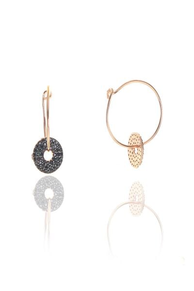 Gümüş rose oniks taşlı yuvarlak halka küpe SGTL8938