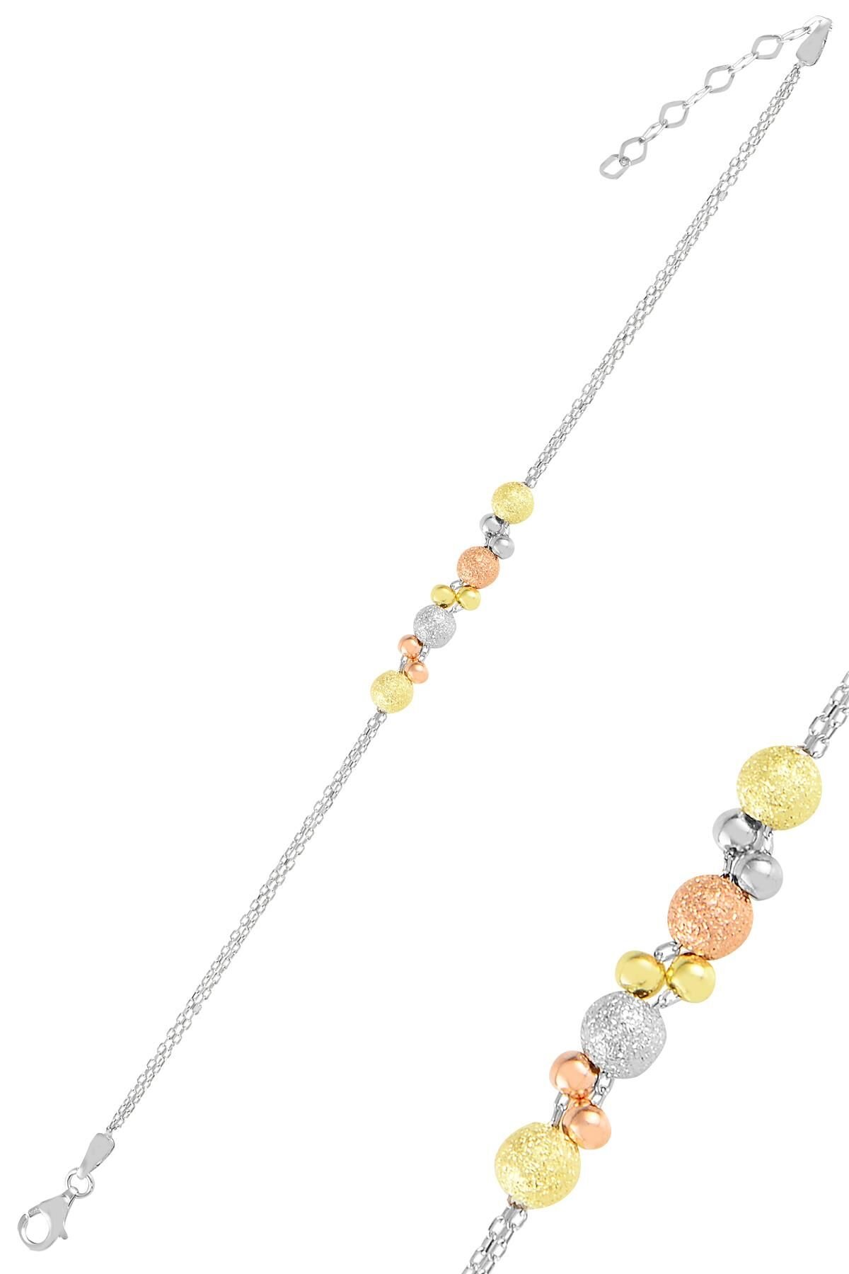 Gümüş altın yaldızlı, rodaj ve rose renkli dorissa dorica toplu bileklik  SGTL11424BILEKLIK