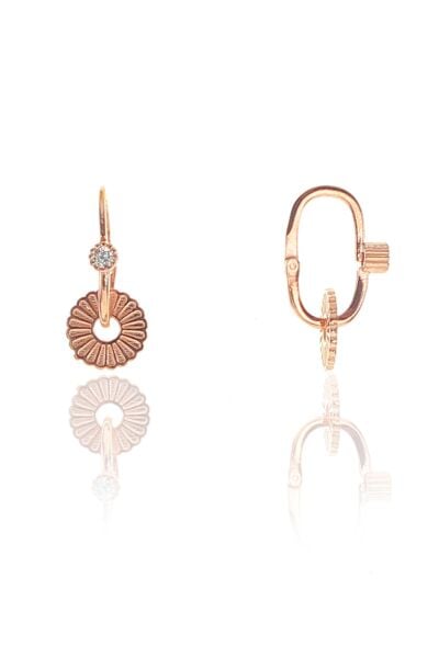 Gümüş rose çiçek modeli  göçmen küpe SGTL8941