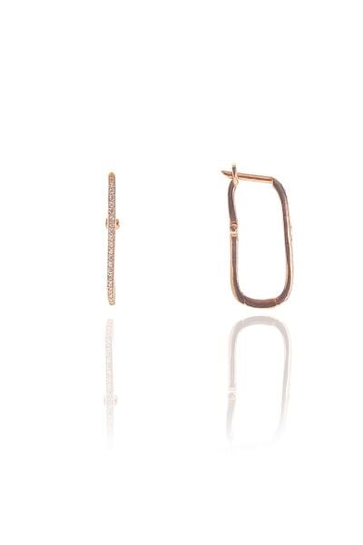 Gümüş rose zirkon taşlı sade göçmen küpe SGTL8943