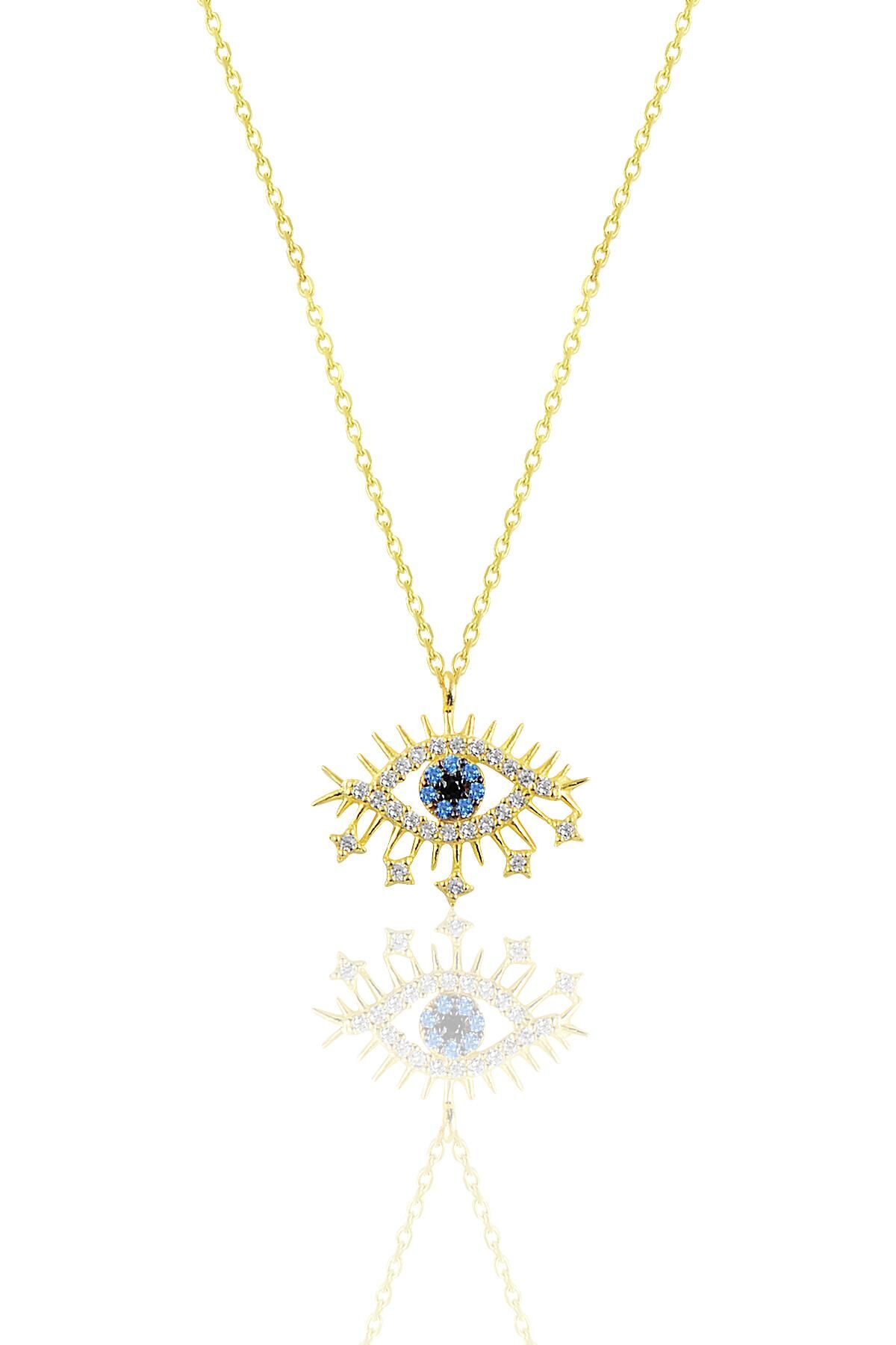 Gümüş altın yaldızlı lareyn kolye SGTL10154GOLD
