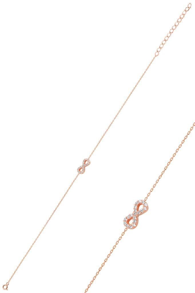 Gümüş rose zirkon taşlı sonsuzluk bileklik SGTL11502ROSE