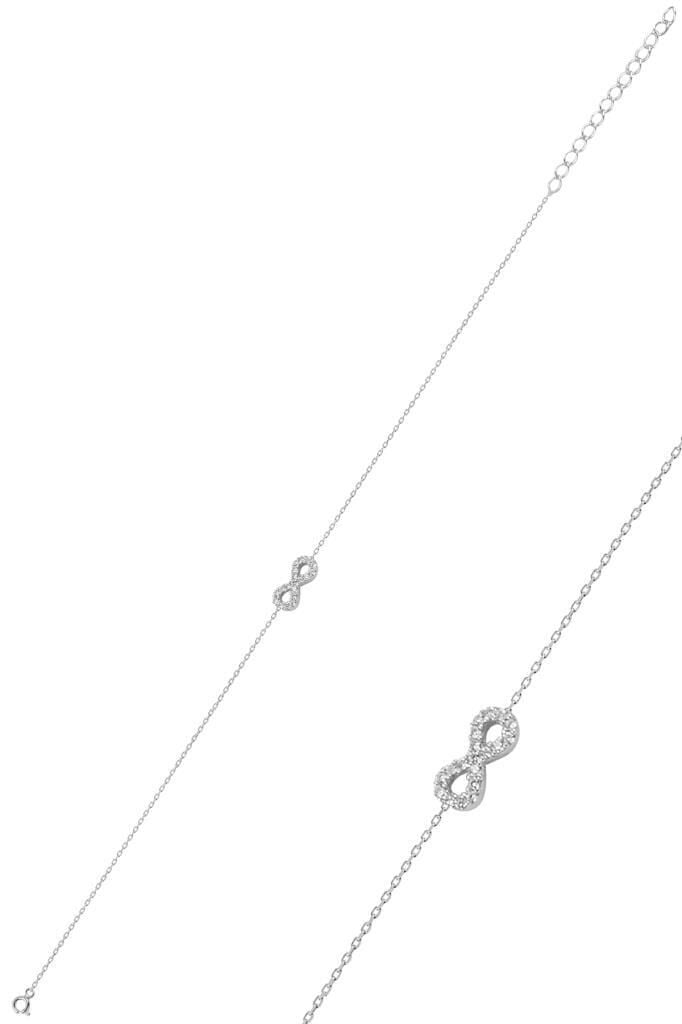 Gümüş rodyumlu zirkon taşlı sonsuzluk bileklik SGTL11502RODAJ