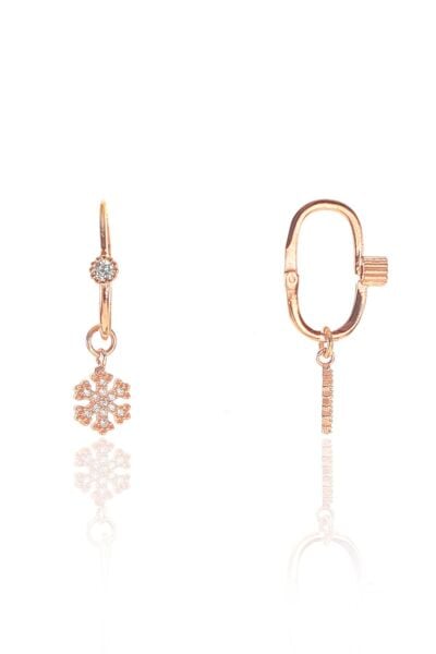 Gümüş rose zirkon taşlı  kar tanesi göçmen küpe SGTL8947