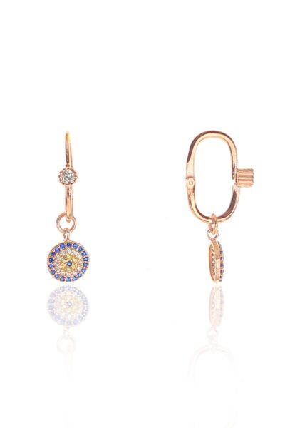 Gümüş rose zirkon taşlı  nazar boncuk göçmen küpe SGTL8949